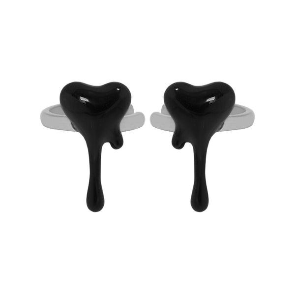 Lovcia Black Fluid Heart 17mm 925 Silver Single Earring-Earrings-Right Earring(SIngle)-