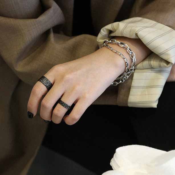 Lovcia Black Gold 925 Sterling Silver Adjustable Ring-Rings-S272-5Mm-