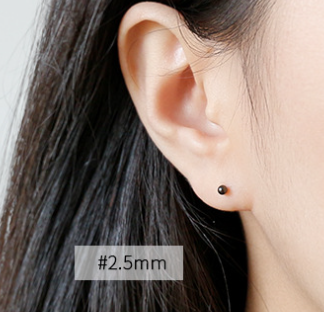 Lovcia Black Gold Plated 925 Sterling Silver 6mm Stud-Earrings-2.5mm-