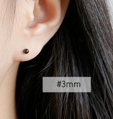 Lovcia Black Gold Plated 925 Sterling Silver 6mm Stud-Earrings-3mm-