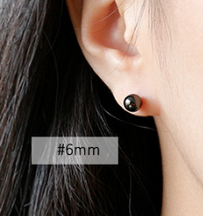 Lovcia Black Gold Plated 925 Sterling Silver 6mm Stud-Earrings-6mm-