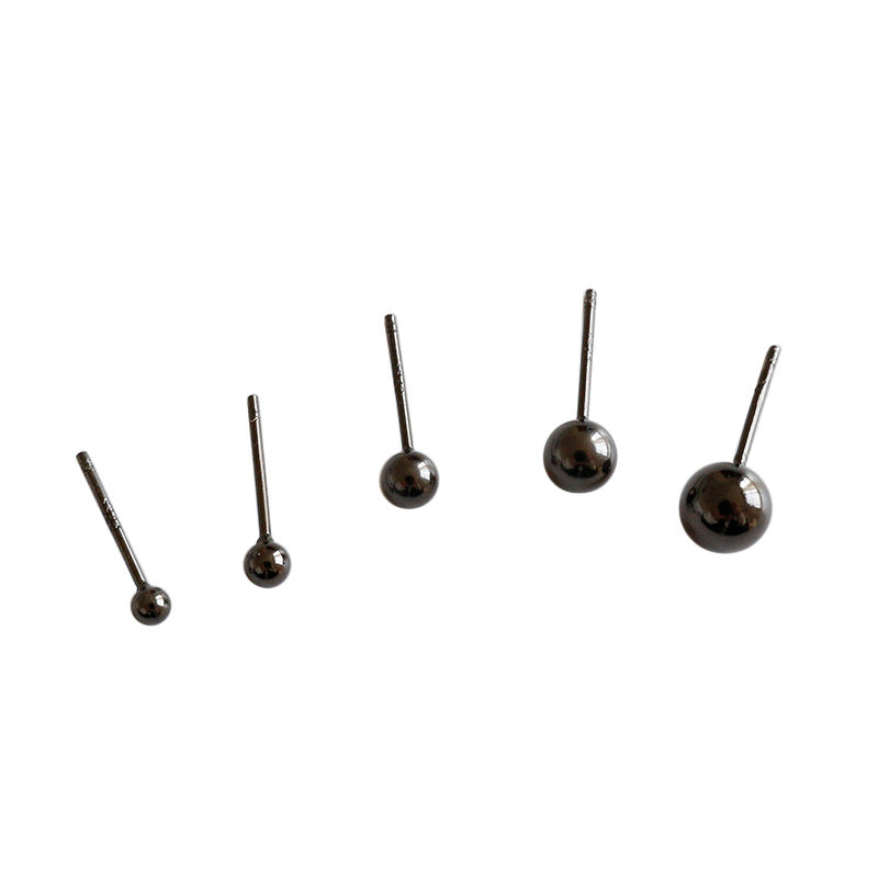 Lovcia Black Gold Plated 925 Sterling Silver 6mm Stud-Earrings-6mm-