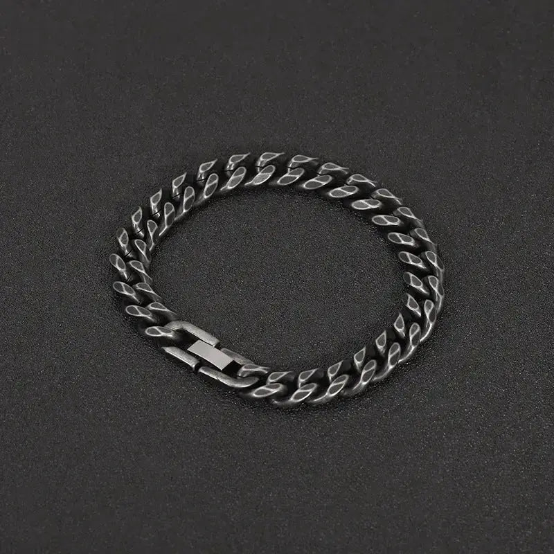 Lovcia Black Helix Cuban Link Stainless Steel Chain Bracelet Jewellery for Men-Bracelets-8mm-18cm-8mm
