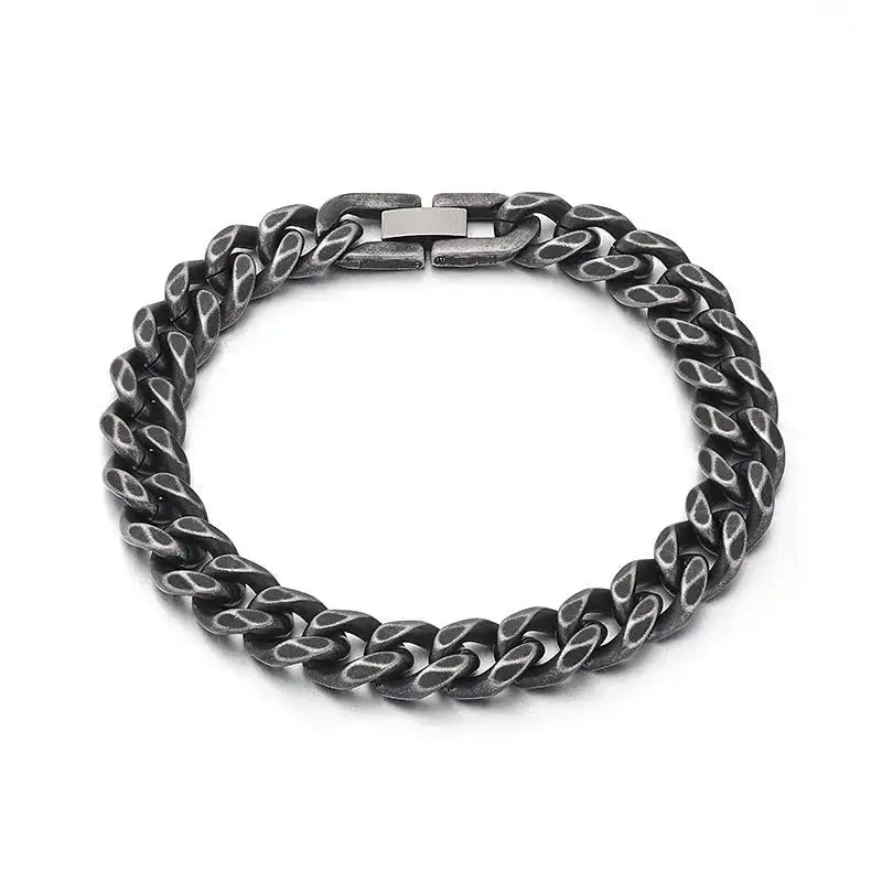 Lovcia Black Helix Cuban Link Stainless Steel Chain Bracelet Jewellery for Men-Bracelets-Silver-18cm-Silver