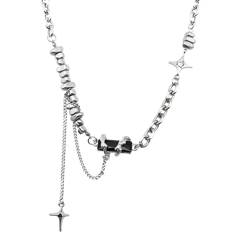 Lovcia Black Square Block Cross Necklace for Women-Necklaces-Black Square-Black Square
