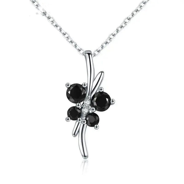 Lovcia Black zircon silver necklace-Necklaces-White-925 silver-White