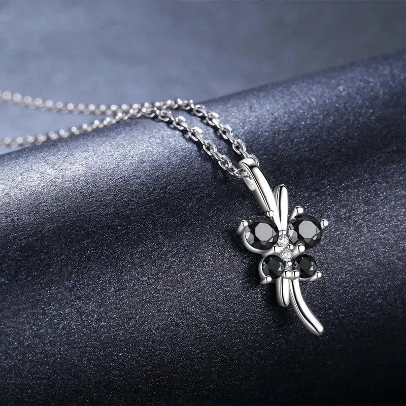 Lovcia Black zircon silver necklace-Necklaces-White-925 silver-White