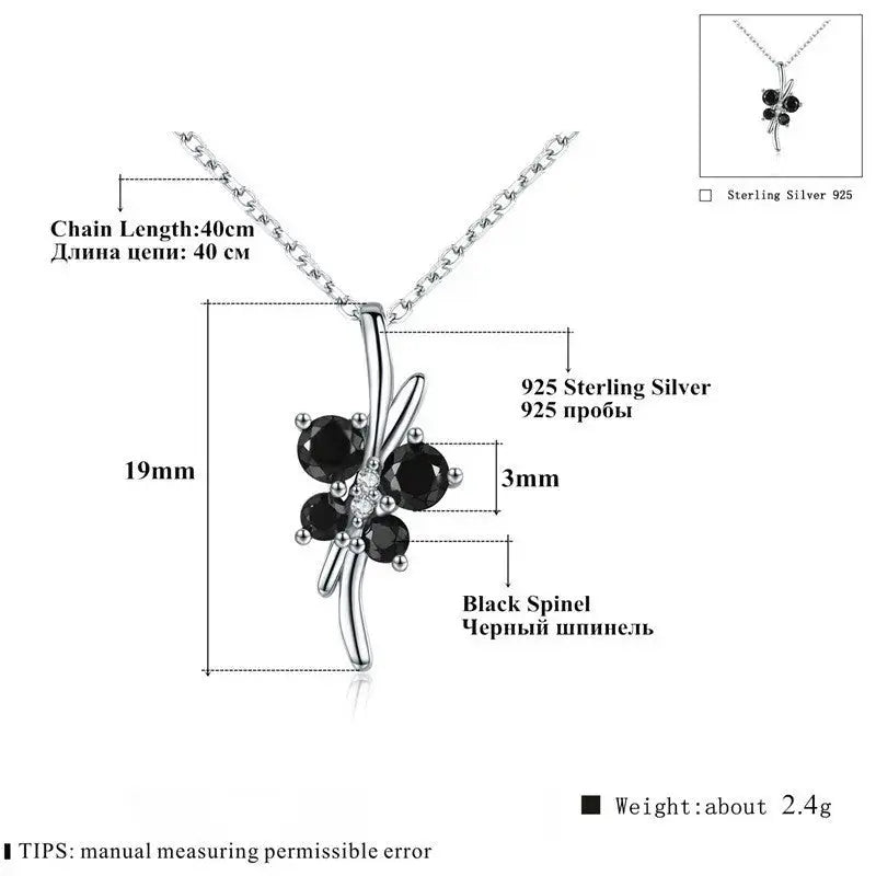 Lovcia Black zircon silver necklace-Necklaces-White-925 silver-White