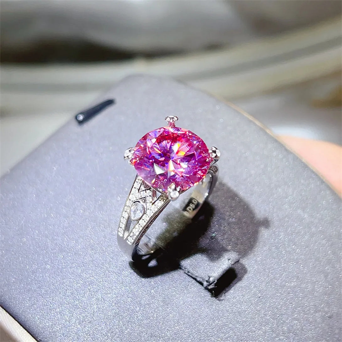 Lovcia Blazing Pink 5 Carat Moissanite 925 Sterling Silver Ring for Women - Pink Purple-5- - Buy latest trendy Rings for Women and Girls