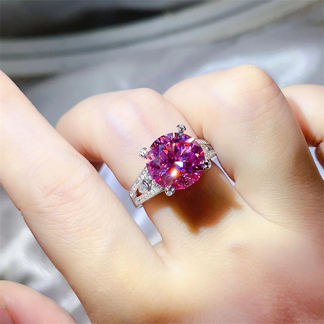 Lovcia Blazing Pink 5 Carat Moissanite 925 Sterling Silver Ring for Women - Pink Purple-5- - Buy latest trendy Rings for Women and Girls