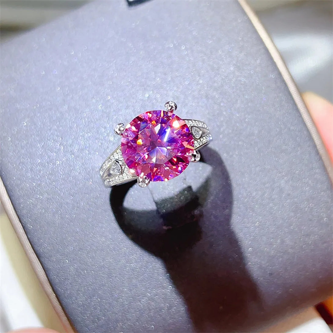 Lovcia Blazing Pink 5 Carat Moissanite 925 Sterling Silver Ring for Women - Pink Purple-5- - Buy latest trendy Rings for Women and Girls