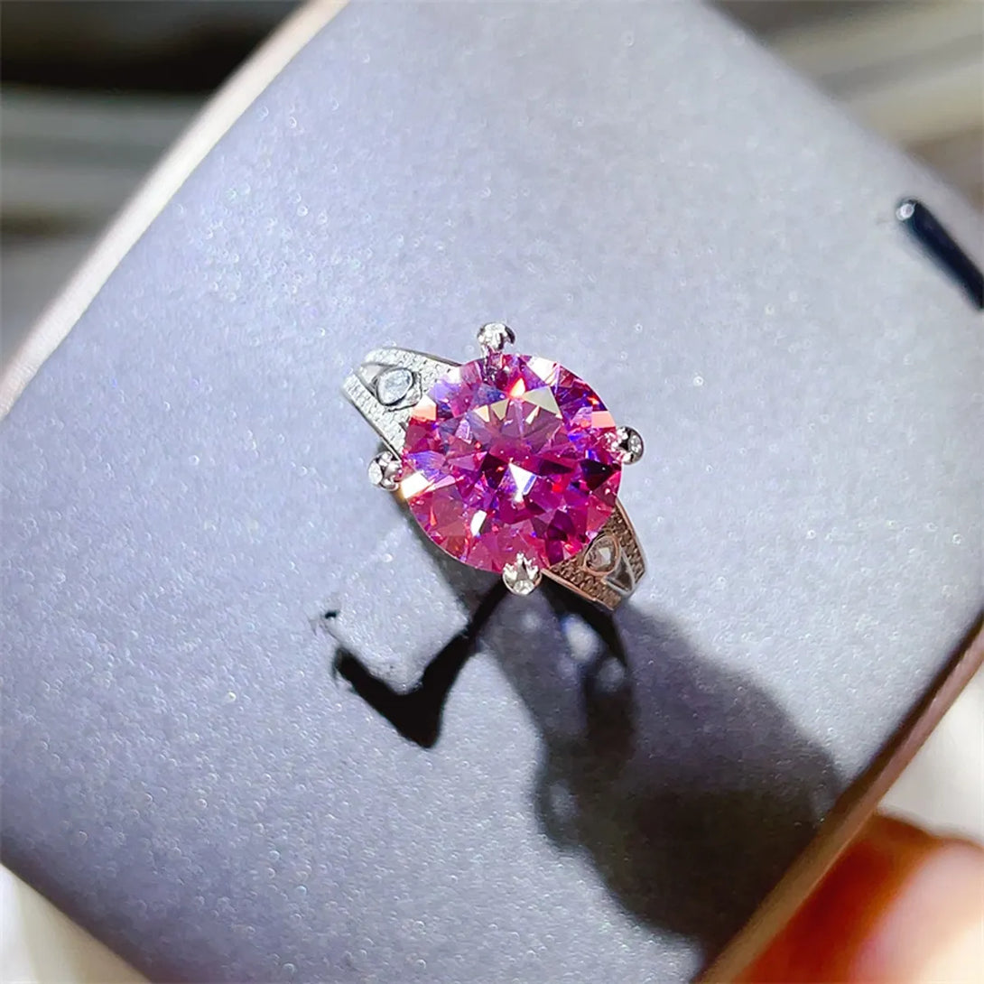 Lovcia Blazing Pink 5 Carat Moissanite 925 Sterling Silver Ring for Women - Pink Purple-5- - Buy latest trendy Rings for Women and Girls