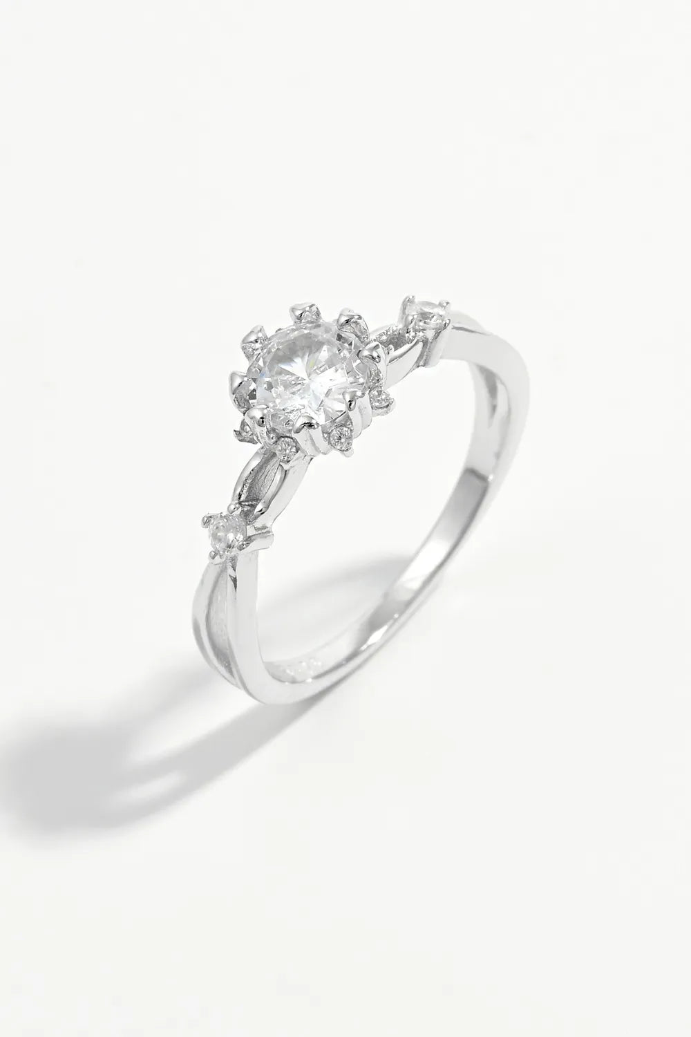 Lovcia Bloom Crest 925 Sterling Silver Inlaid Zircon Ring for Women - Silver-6- - Buy latest trendy Rings for Women and Girls