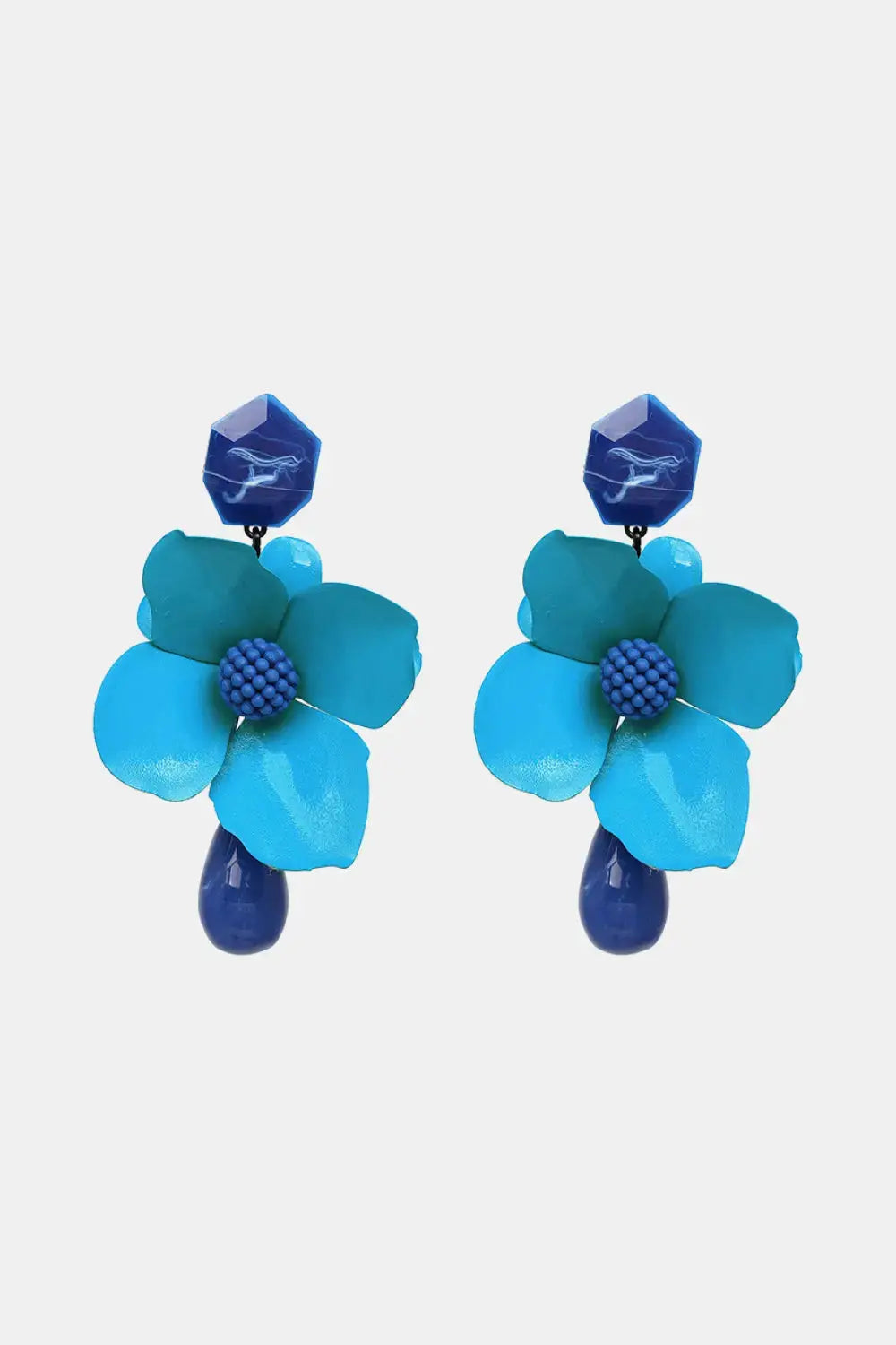 Lovcia Bloosom Flower and Teardrop Resin Dangle Earrings-Earrings-Sky Blue-One Size-Sky Blue