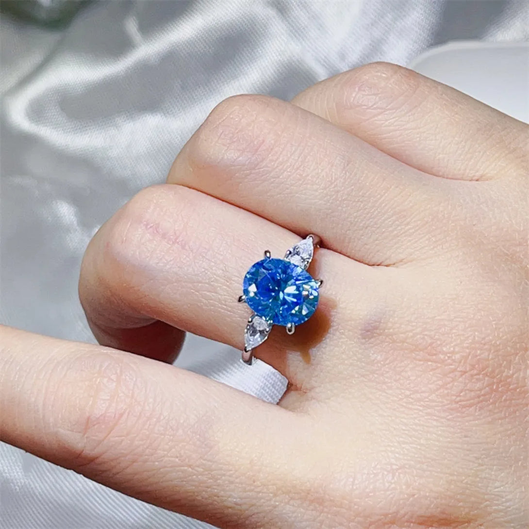 Lovcia Blue Horizon 3 Carat Moissanite 925 Sterling Silver Ring for Women - Blue-5- - Buy latest trendy Rings for Women and Girls