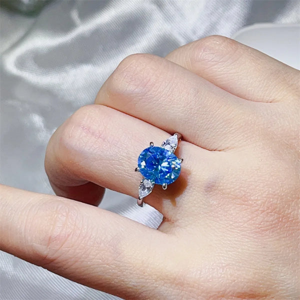 Lovcia Blue Horizon 3 Carat Moissanite 925 Sterling Silver Ring for Women - Blue-5- - Buy latest trendy Rings for Women and Girls