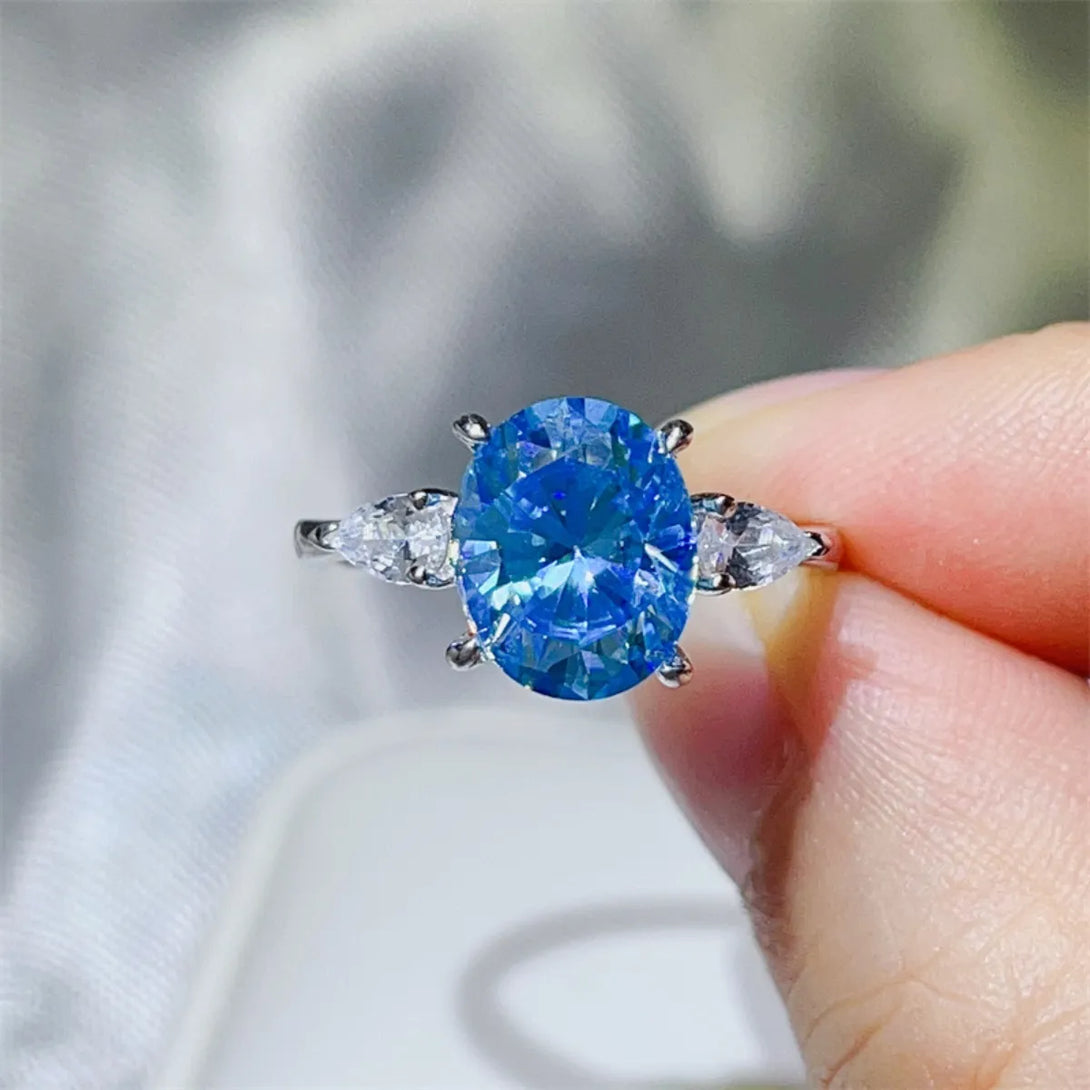 Lovcia Blue Horizon 3 Carat Moissanite 925 Sterling Silver Ring for Women - Blue-5- - Buy latest trendy Rings for Women and Girls