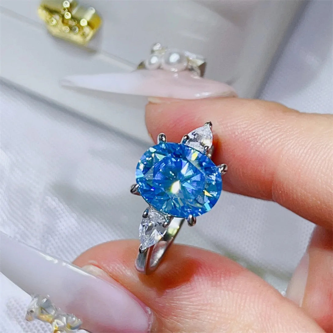 Lovcia Blue Horizon 3 Carat Moissanite 925 Sterling Silver Ring for Women - Blue-5- - Buy latest trendy Rings for Women and Girls