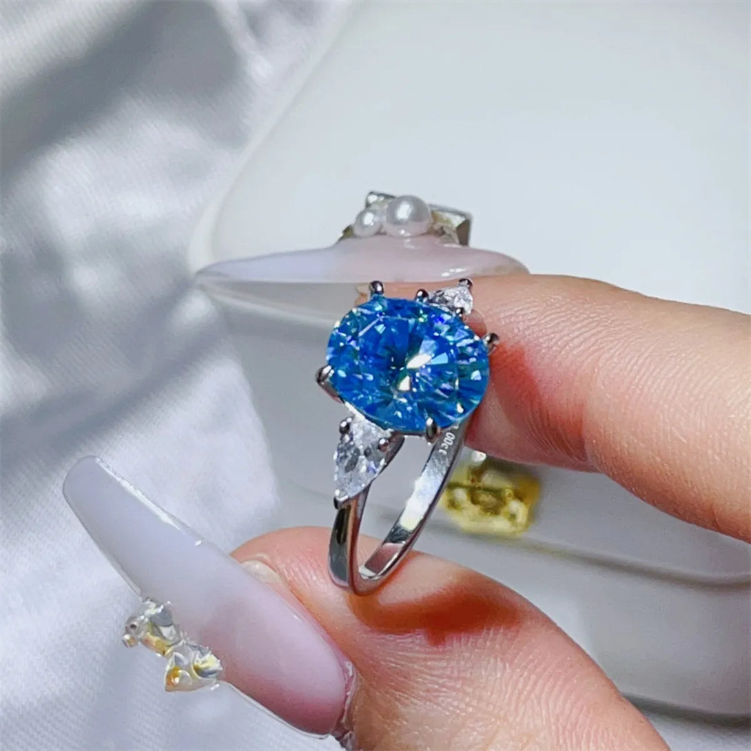 Lovcia Blue Horizon 3 Carat Moissanite 925 Sterling Silver Ring for Women - Blue-5- - Buy latest trendy Rings for Women and Girls