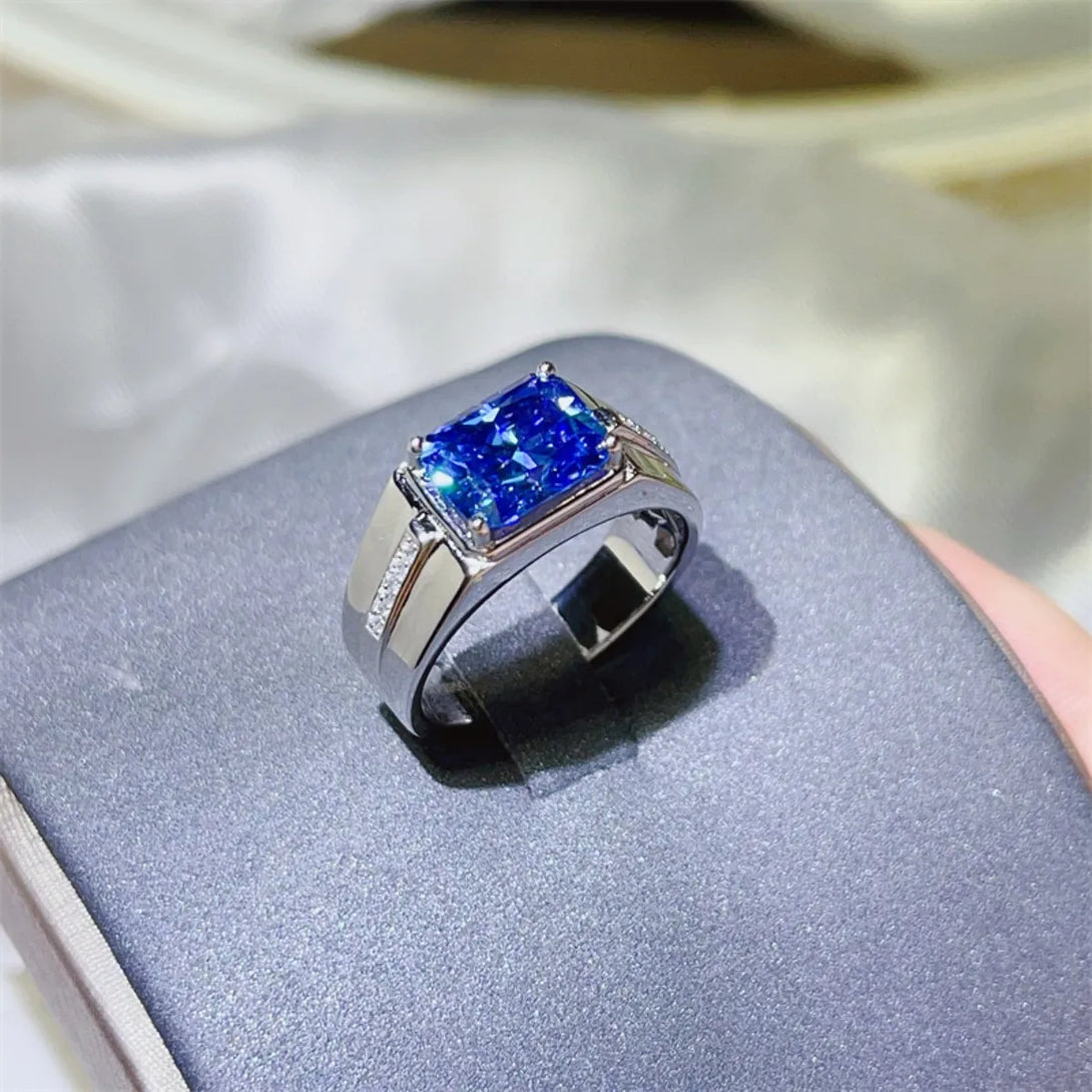 Lovcia Blue Shine 2 Carat Moissanite 925 Sterling Silver Ring for Women - Blue-5- - Buy latest trendy Rings for Women and Girls