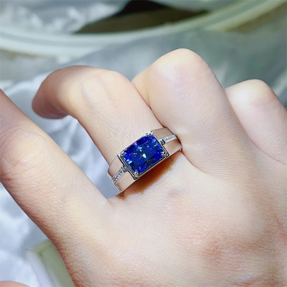 Lovcia Blue Shine 2 Carat Moissanite 925 Sterling Silver Ring for Women - Blue-5- - Buy latest trendy Rings for Women and Girls