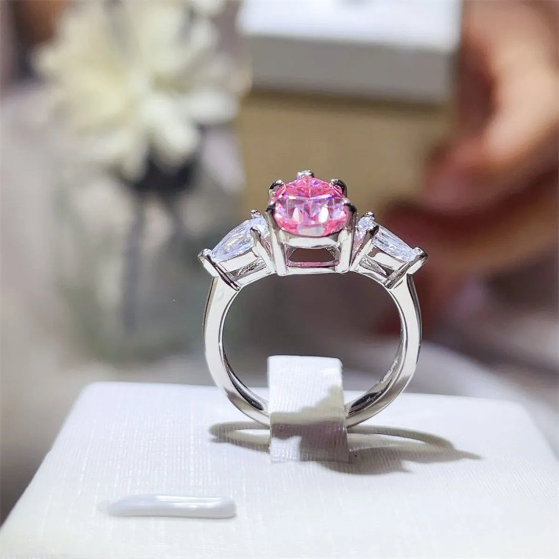 Lovcia Blush Pink 2 Carat 925 Sterling Silver Moissanite Ring for Women - Fuchsia Pink-5- - Buy latest trendy Rings for Women and Girls