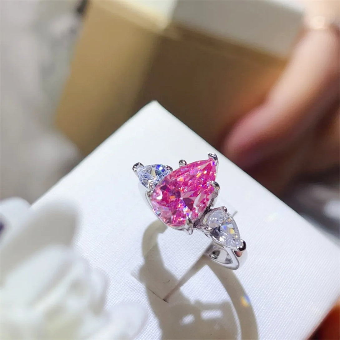Lovcia Blush Pink 2 Carat 925 Sterling Silver Moissanite Ring for Women - Fuchsia Pink-5- - Buy latest trendy Rings for Women and Girls