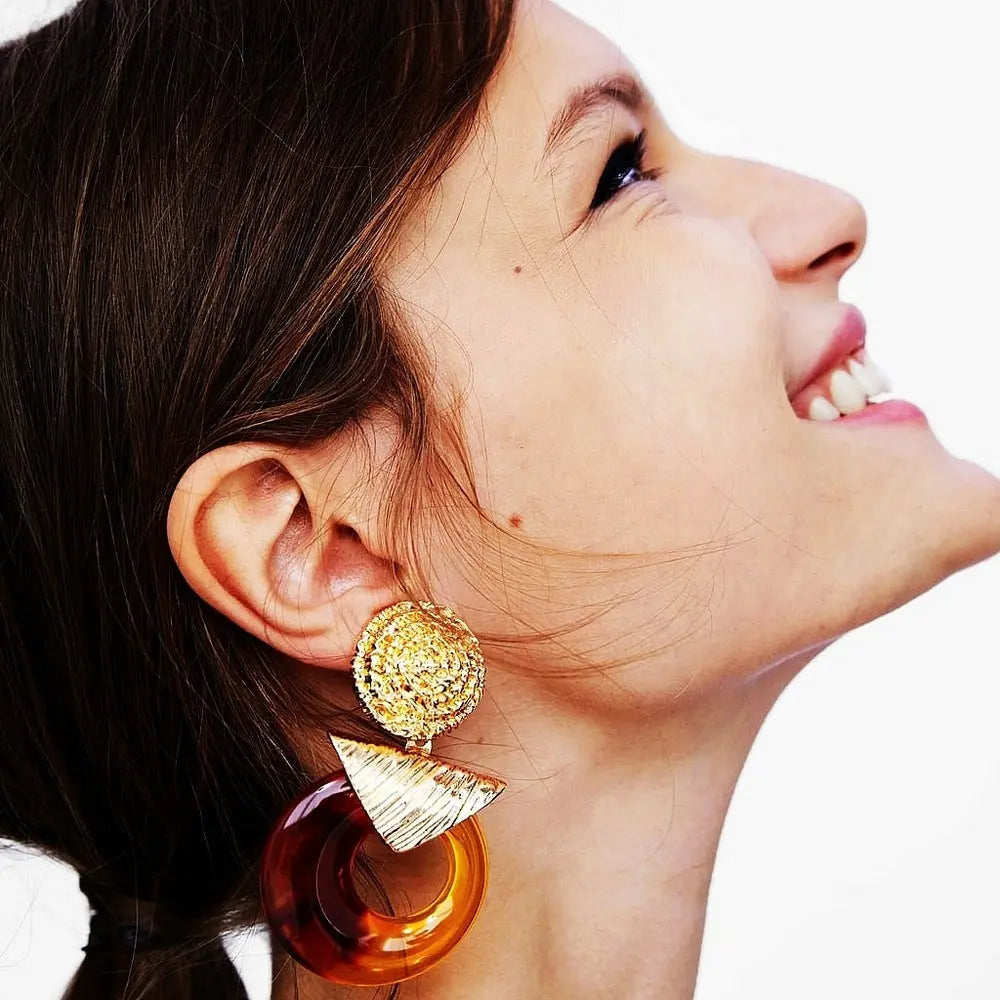 Lovcia Bohemian Glam: Personalized Resin Earrings for Women-Earrings-Yellow Resin-Yellow Resin