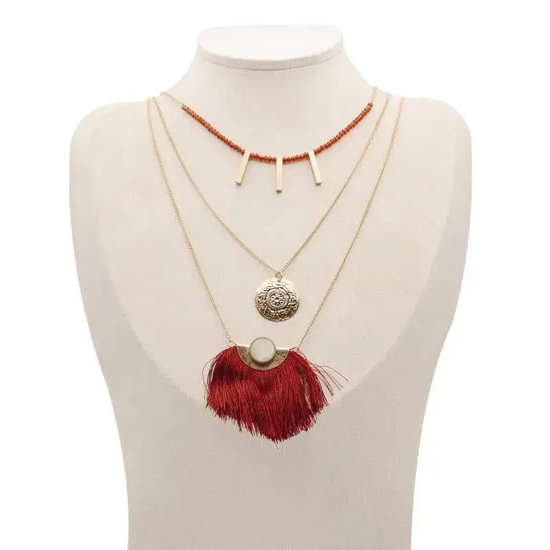 Lovcia Bohemian Long Necklace-Necklaces-Red-Red