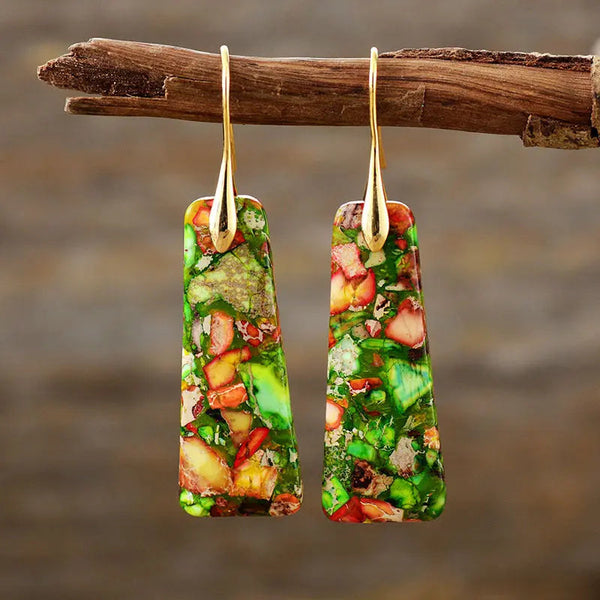 Lovcia Boho Chic Geometric Flower Pendant Earrings-Earrings-Yellow Green-Yellow Green