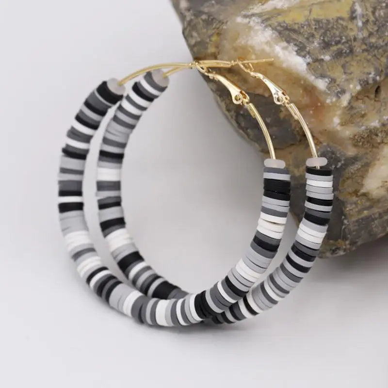 Lovcia Boho Chic Women's Geometric Handmade Soft Ceramic Earrings-Earrings-Black2-Black2