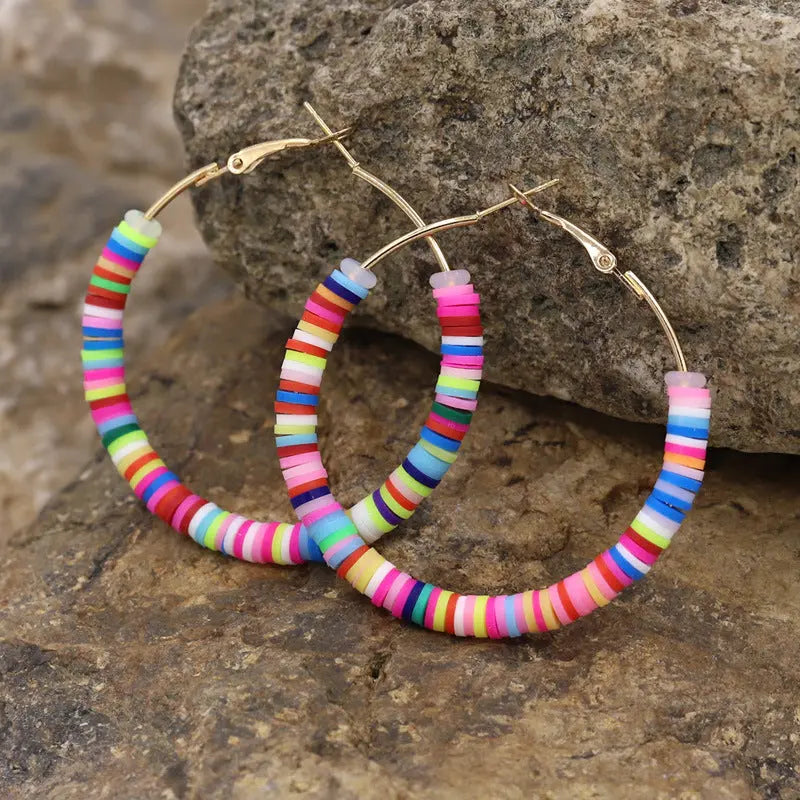 Lovcia Boho Chic Women's Geometric Handmade Soft Ceramic Earrings-Earrings-Color-Color