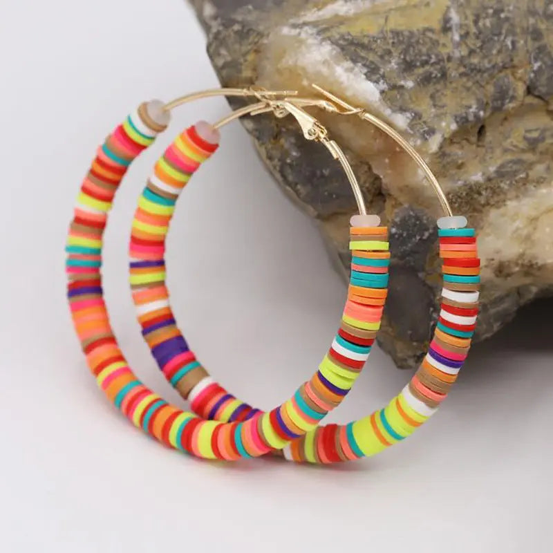 Lovcia Boho Chic Women's Geometric Handmade Soft Ceramic Earrings-Earrings-Color2-Color2