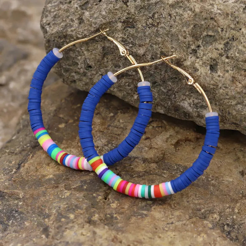 Lovcia Boho Chic Women's Geometric Handmade Soft Ceramic Earrings-Earrings-Navy Blue-Navy Blue