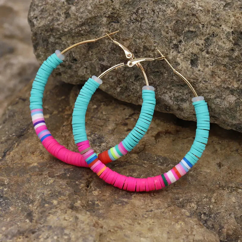 Lovcia Boho Chic Women's Geometric Handmade Soft Ceramic Earrings-Earrings-Sky Blue-Sky Blue