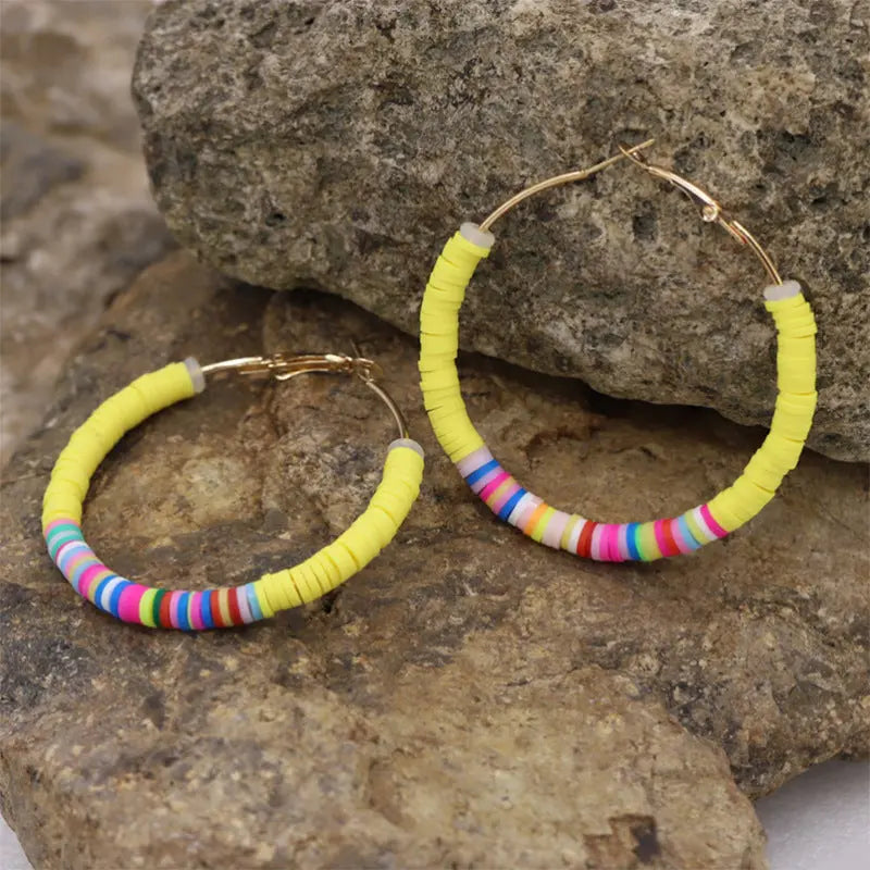 Lovcia Boho Chic Women's Geometric Handmade Soft Ceramic Earrings-Earrings-Yellow-Yellow