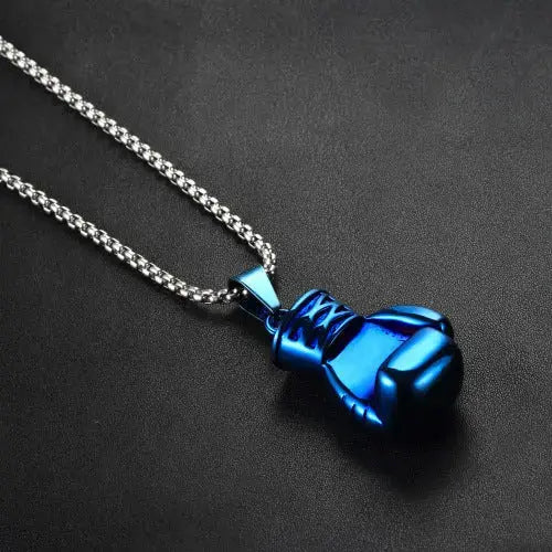 LOVCIA Bold and Durable Stainless Steel Boxing Gloves Necklace for Men
