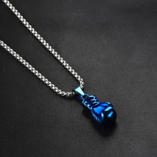 Lovcia Bold and Durable Stainless Steel Boxing Gloves Necklace for Men-Necklaces-Blue Small Size Necklace-Blue Small Size Necklace