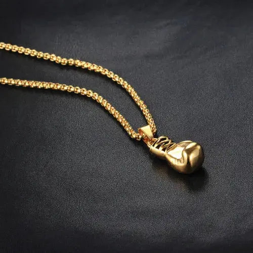 Lovcia Bold and Durable Stainless Steel Boxing Gloves Necklace for Men-Necklaces-Gold, Small Size Necklace-Gold, Small Size Necklace