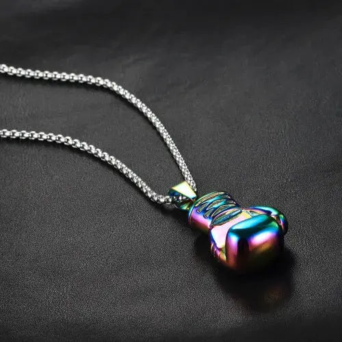 Lovcia Bold and Durable Stainless Steel Boxing Gloves Necklace for Men-Necklaces-Multicolor, Large Necklace-Multicolor, Large Necklace