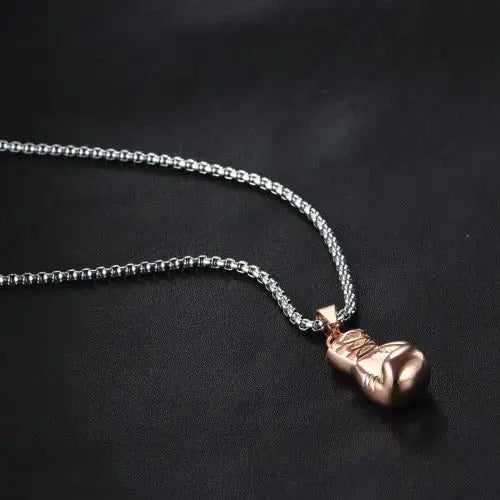 Lovcia Bold and Durable Stainless Steel Boxing Gloves Necklace for Men-Necklaces-Rose Gold Small Size Necklace-Rose Gold Small Size Necklace