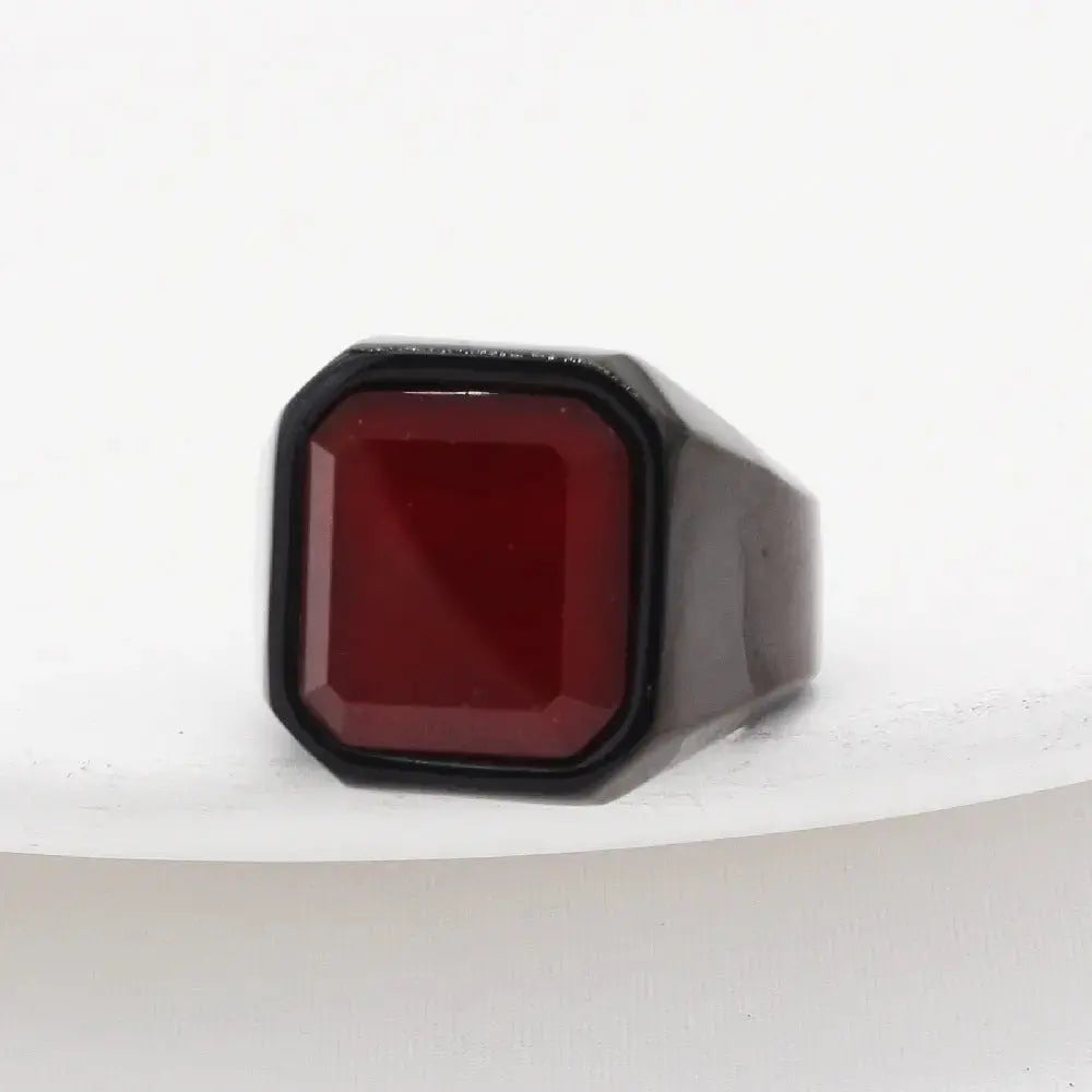 Lovcia Bold Brilliance Tiger Eye Square Gem Men's Fashion Ring-Rings-Electric Black Redstone-10 No-Electric Black Redstone