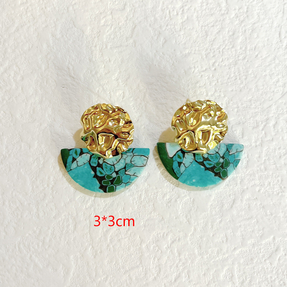 Lovcia Bold Geometric Square Clay Earrings for Women-Earrings-E-E