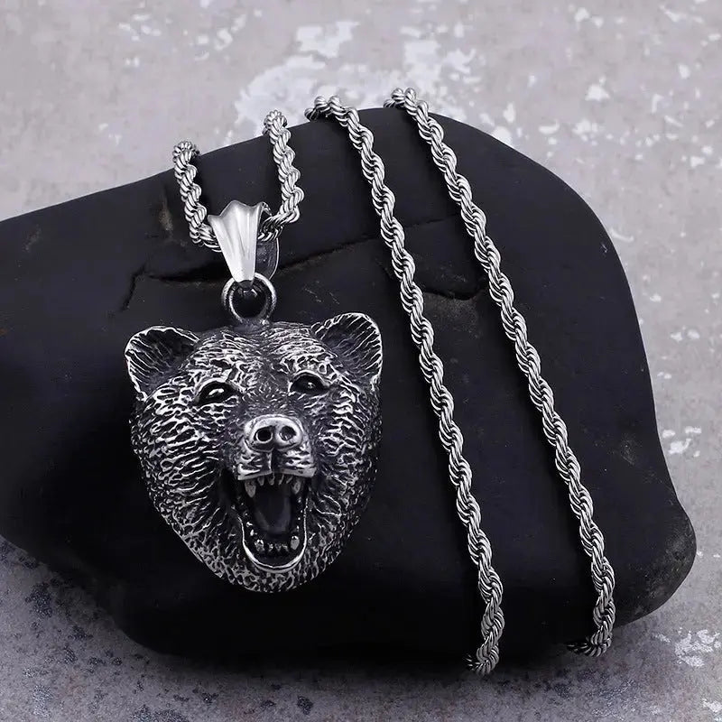 Lovcia Bold Titanium Steel Animal Pendant for Men - Embrace Your Inner Power-Necklaces-Black-Black