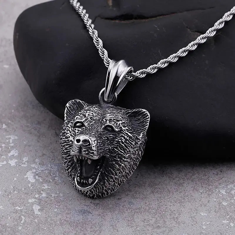 Lovcia Bold Titanium Steel Animal Pendant for Men - Embrace Your Inner Power-Necklaces-Black-Black