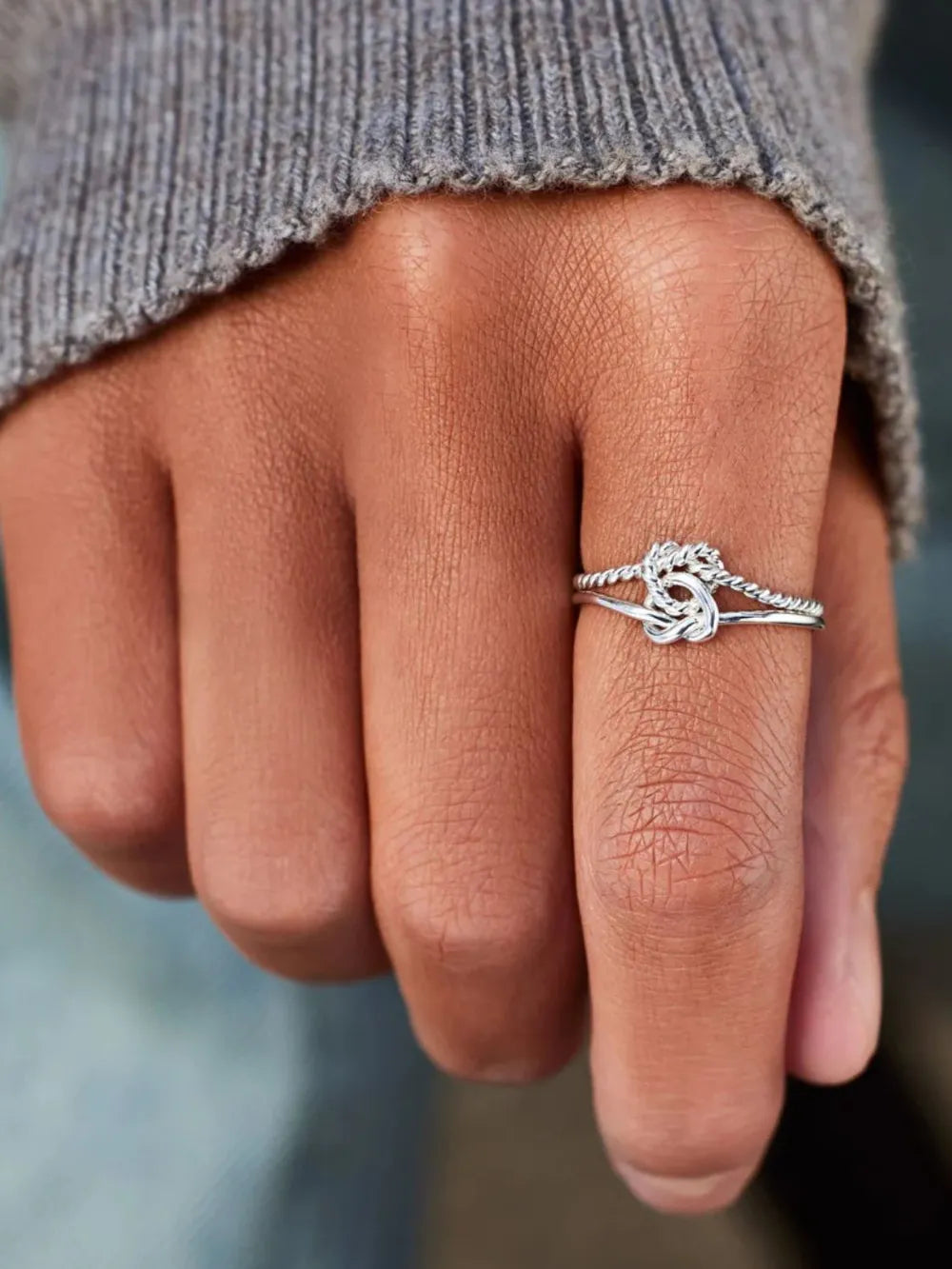 Lovcia Bonded Love 925 Sterling Silver Knotted Ring for Women - Silver-7- - Buy latest trendy Rings for Women and Girls