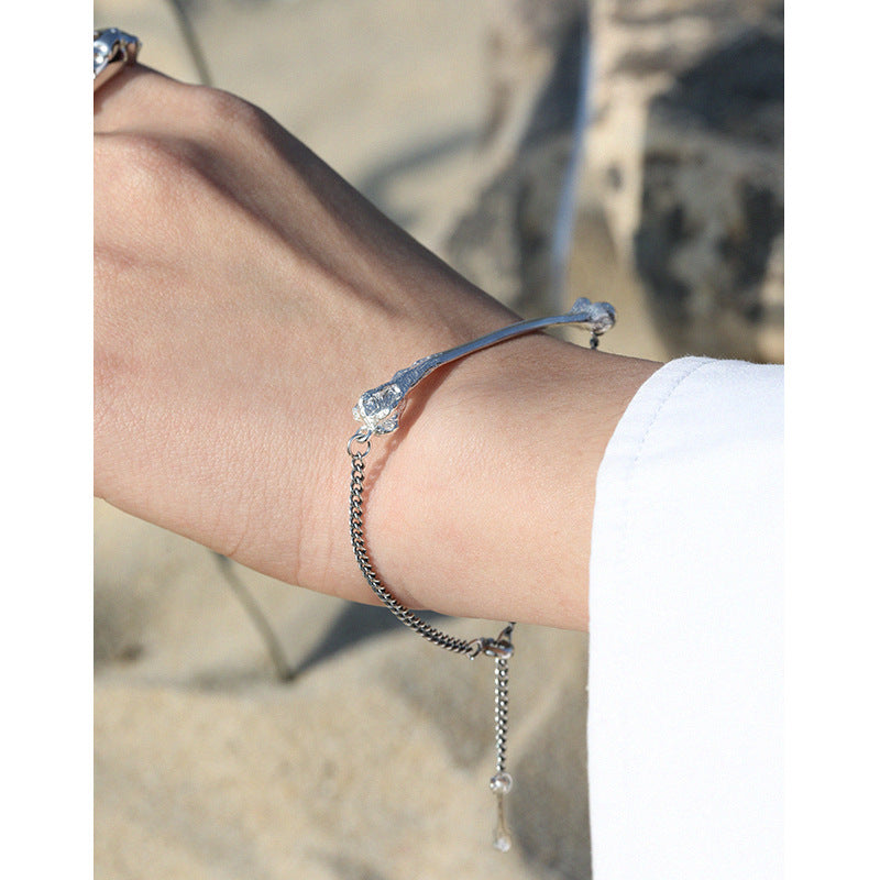 Lovcia Bones Curb Chain 925 Sterling Silver Bracelet-Bracelets-Vintage-Vintage