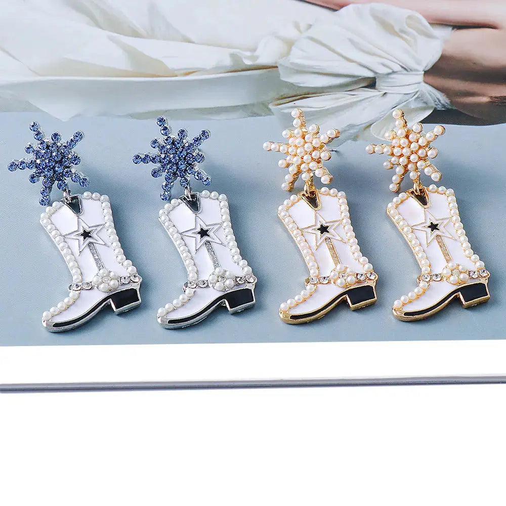 Lovcia Boot Alloy Dangle Earrings-Earrings-Cobalt Blue-One Size-Cobalt Blue