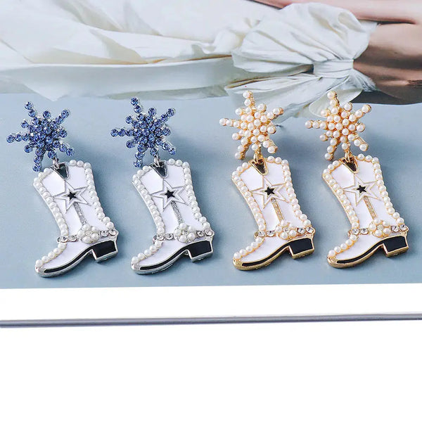 Lovcia Boot Alloy Dangle Earrings-Earrings-Cobalt Blue-One Size-Cobalt Blue