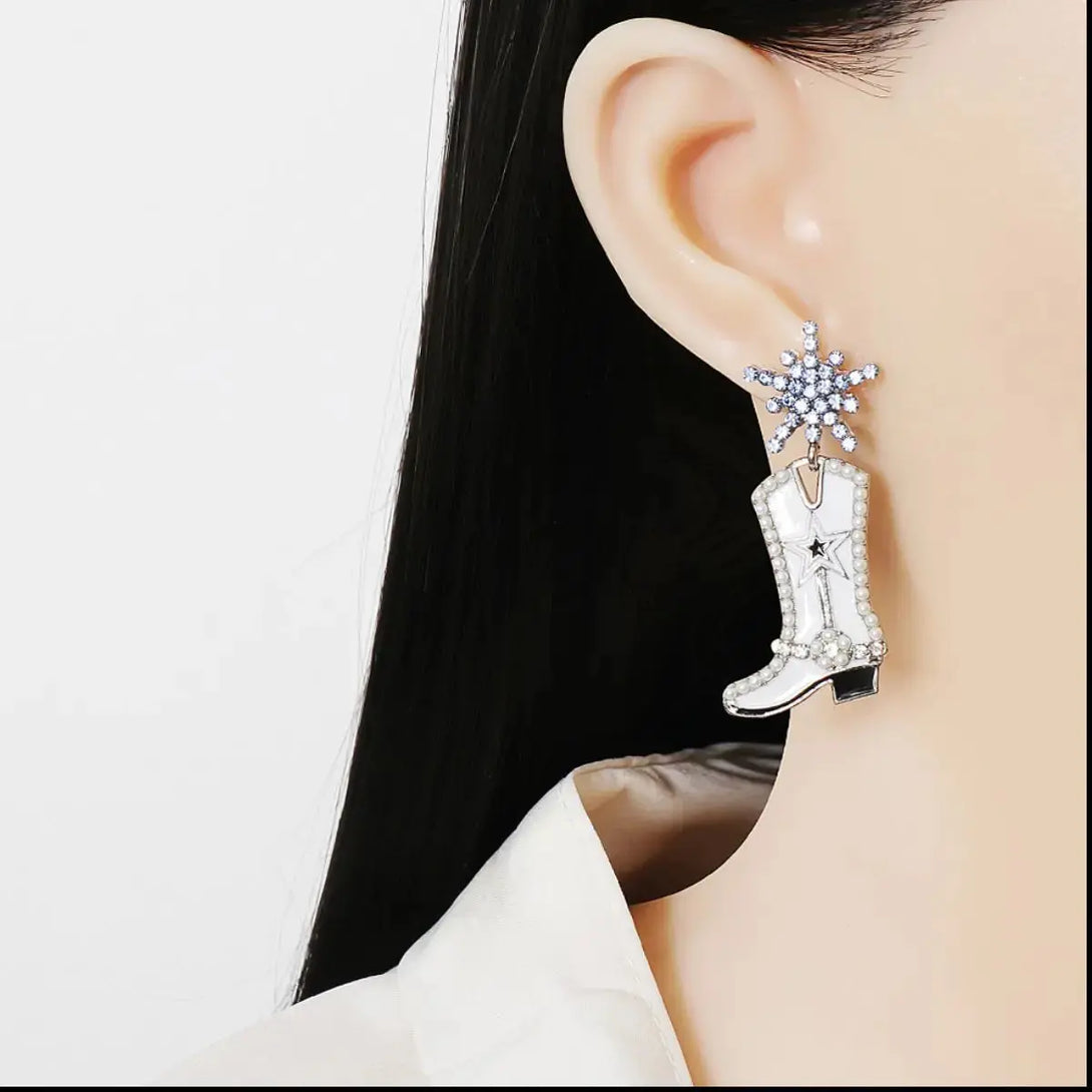 Lovcia Boot Alloy Dangle Earrings-Earrings-Cobalt Blue-One Size-Cobalt Blue